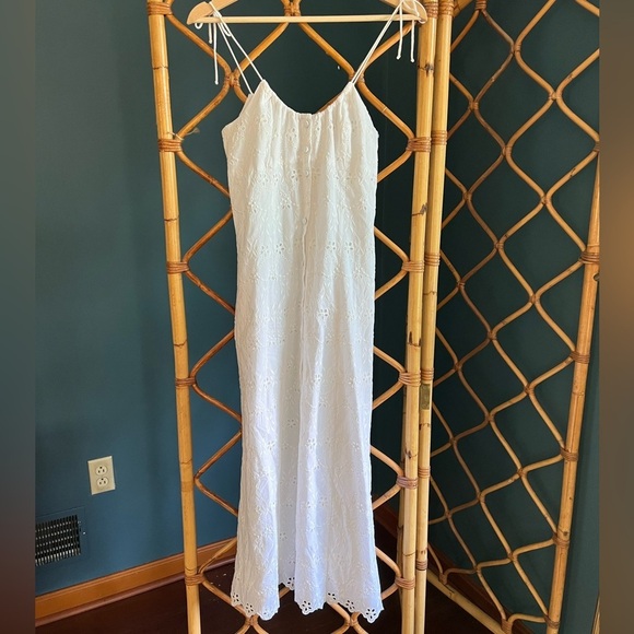 La Ligne Spaghetti Dress White Eyelet Cotton Small - Picture 4 of 12
